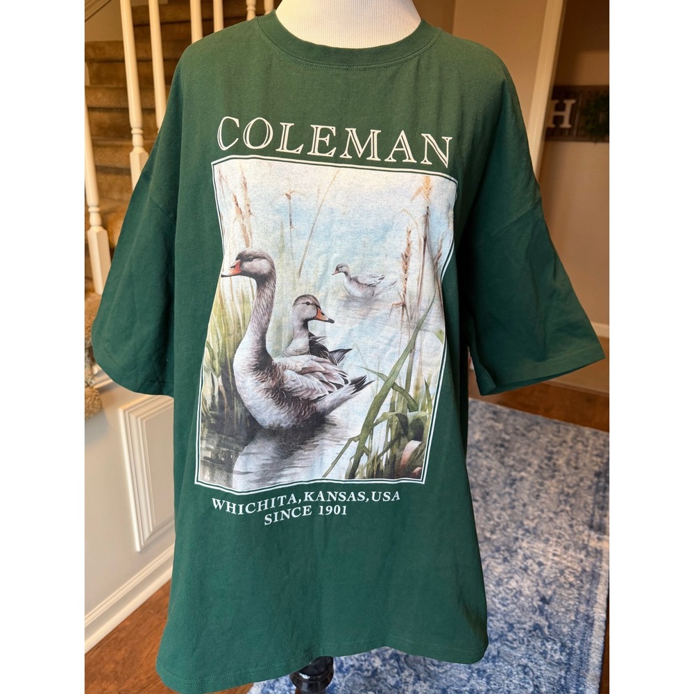 Coleman Mens Graphic T-Shirt XL Green Duck Nature Wichita Kansas CM4100 NWT